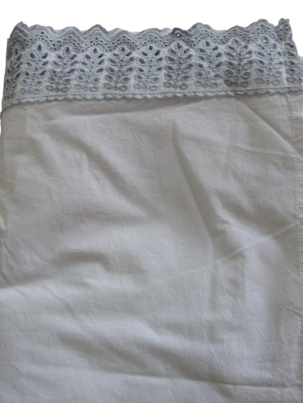 Rachel Ashwell Embroidered Blue Eyelet Lace Full Flat Sheet Cotton Shabby Chic